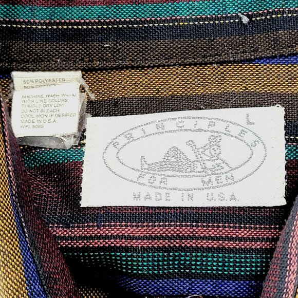 Principles for Men Striped Dress Shirt Size Large Made in USA Woven JH1660449 - Picture 3 of 4